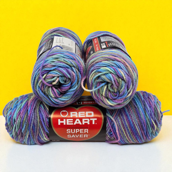 Lot of 3 - Red Heart Super Saver Multi-Color Acrylic Yarn #0310 Monet (5oz each) - Picture 3 of 8
